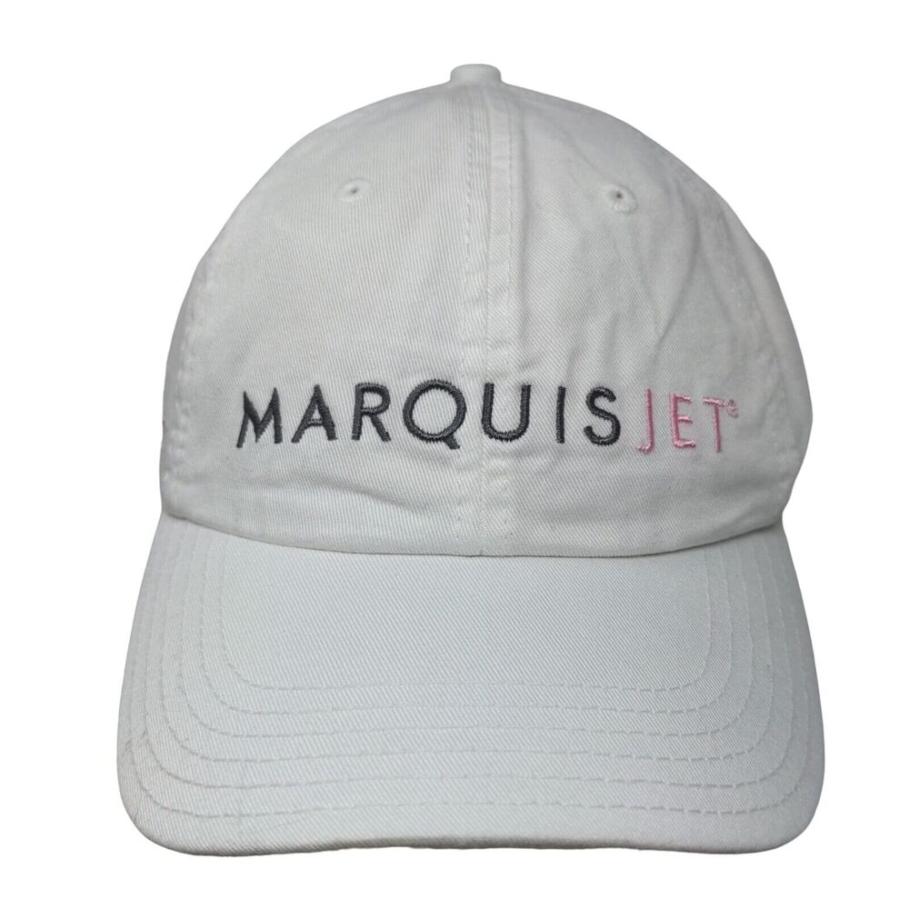 Marquis Jet Slideback Hat White OSFA Embroidered Adjustable 6 Panel
